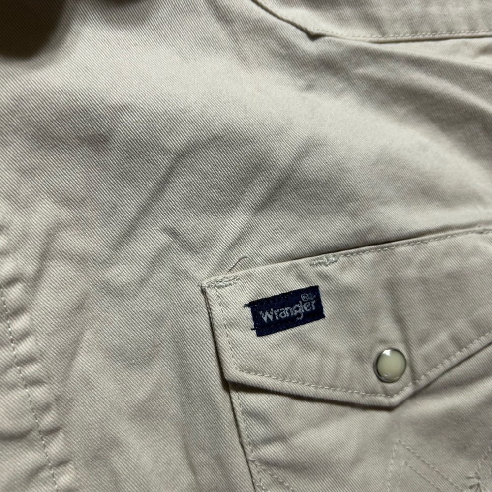 Wrangler Western Shirt Mens XXL Tan Pearl Snap Cotton Twill MS713ST - Picture 2 of 8
